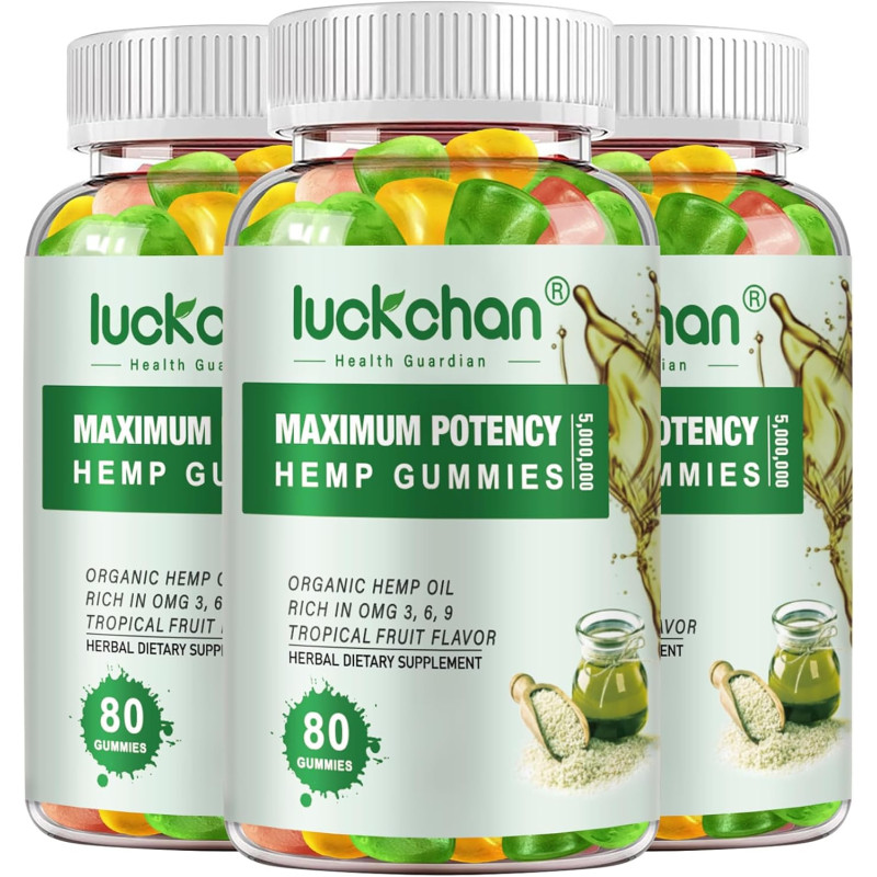 Paquete de 3 gomitas de cáñamo de alta potencia para dormir, dolor, ansiedad