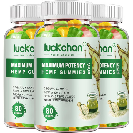 Paquete de 3 gomitas de cáñamo de alta potencia para dormir, dolor, ansiedad