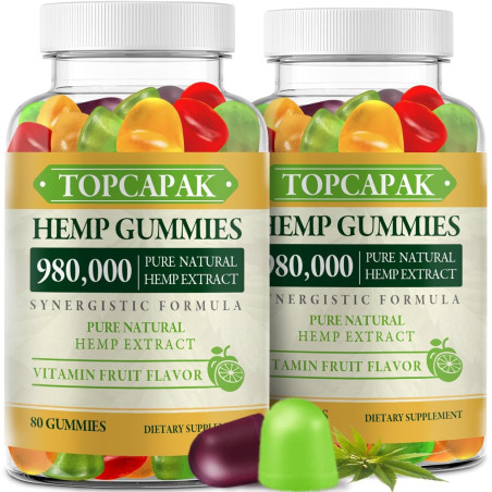 Paquete de 2 gomitas de cáñamo para dormir, dolor, ansiedad