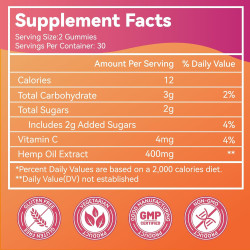 Gomitas de cáñamo orgánico de 400 mg de extracto de aceite de cáñamo