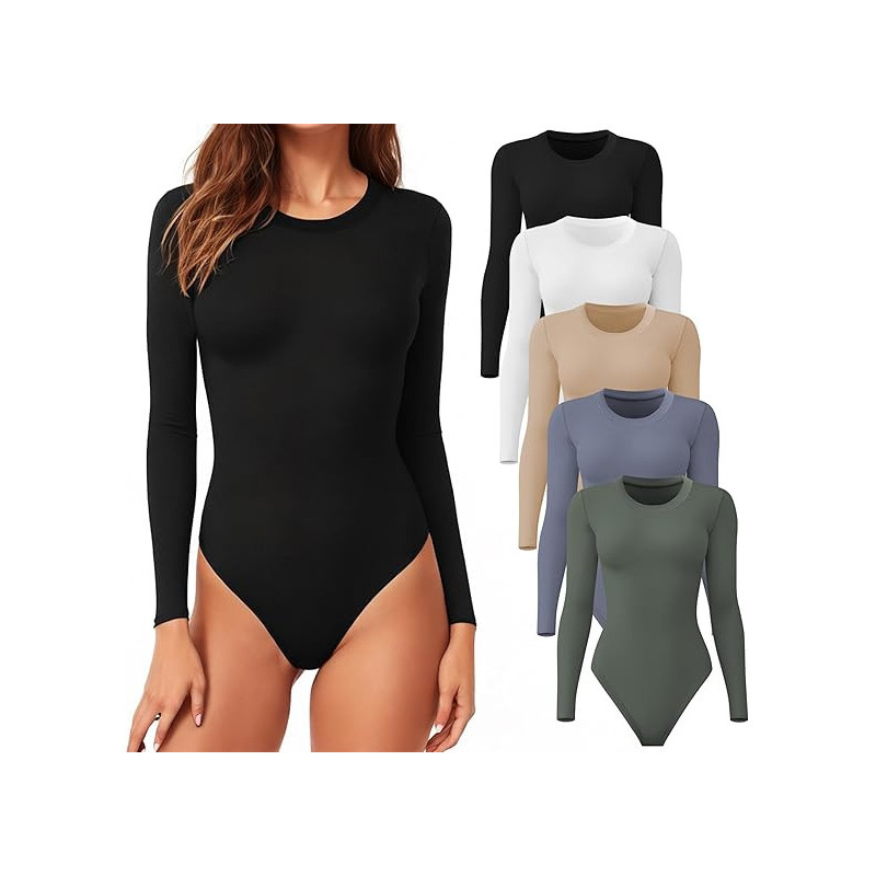 Paquete de 4/5 mamelucos de manga larga para mujer