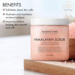 Majestic Pure Sal exfoliante corporal del Himalaya con colágeno y aceite dulce de almendras