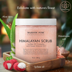 Majestic Pure Sal exfoliante corporal del Himalaya con colágeno y aceite dulce de almendras