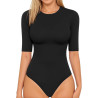 MANGOPOP Body de media manga con cuello redondo para mujer