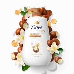 Dove Gel de baño con bomba Pamper manteca de karité y vainilla para 24 horas