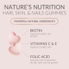 Gomitas de vitaminas para el cabello sin azúcar con biotina de 5000 mcg, vitamina A, B12, C, D, E, ácido fólico, apoya el