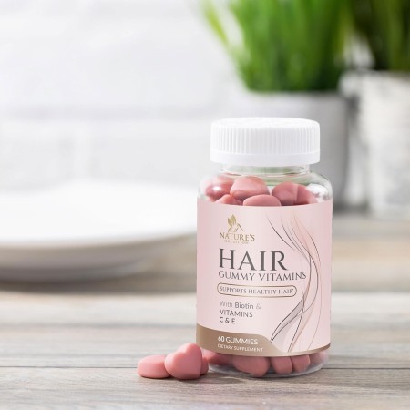 Gomitas de vitaminas para el cabello sin azúcar con biotina de 5000 mcg, vitamina A, B12, C, D, E, ácido fólico, apoya el