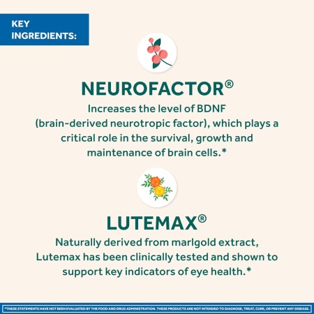 NEURIVA Suplemento cerebral + ocular para memoria, enfoque y concentración con luteína y vitaminas A C E y zinc para la salud