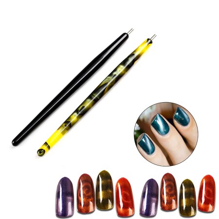 JERCLITY Juego de 9 herramientas magnéticas para uñas, diseño de flores de doble cabeza, bolígrafos magnéticos para uñas, barra
