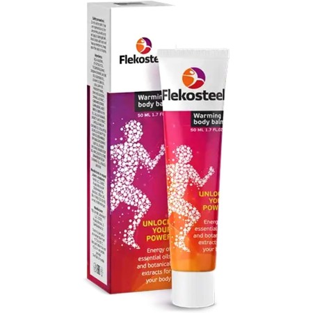 FLEKOSTEEL - Bálsamo de calentamiento corporal para aliviar las molestias musculares y articulares altas. Original garantizado