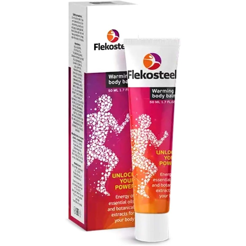 FLEKOSTEEL - Bálsamo de calentamiento corporal para aliviar las molestias musculares y articulares altas. Original garantizado