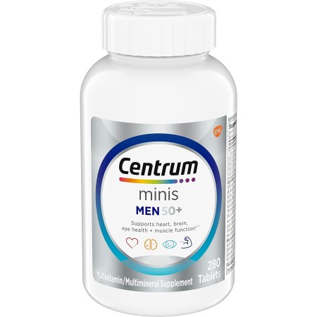 Centrum Minis Silver Multivitamínico para hombres 50 Plus, suplemento multimineral, vitamina D3, vitaminas B y zinc,