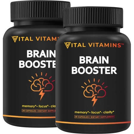 Vital Vitamins Suplementos cerebrales para la memoria y la concentración (paquete de 3) - refuerzo cerebral nootrópico - Apoyo