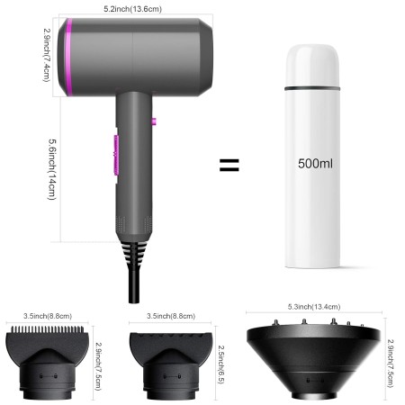 Fezax Secador de pelo iónico profesional de 1800 W, tecnología de iones negativos para el cuidado del cabello, 3 ajustes de